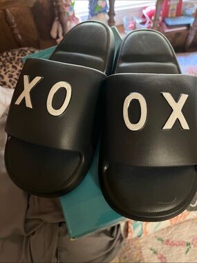 Kids Black XO Slide Sandals